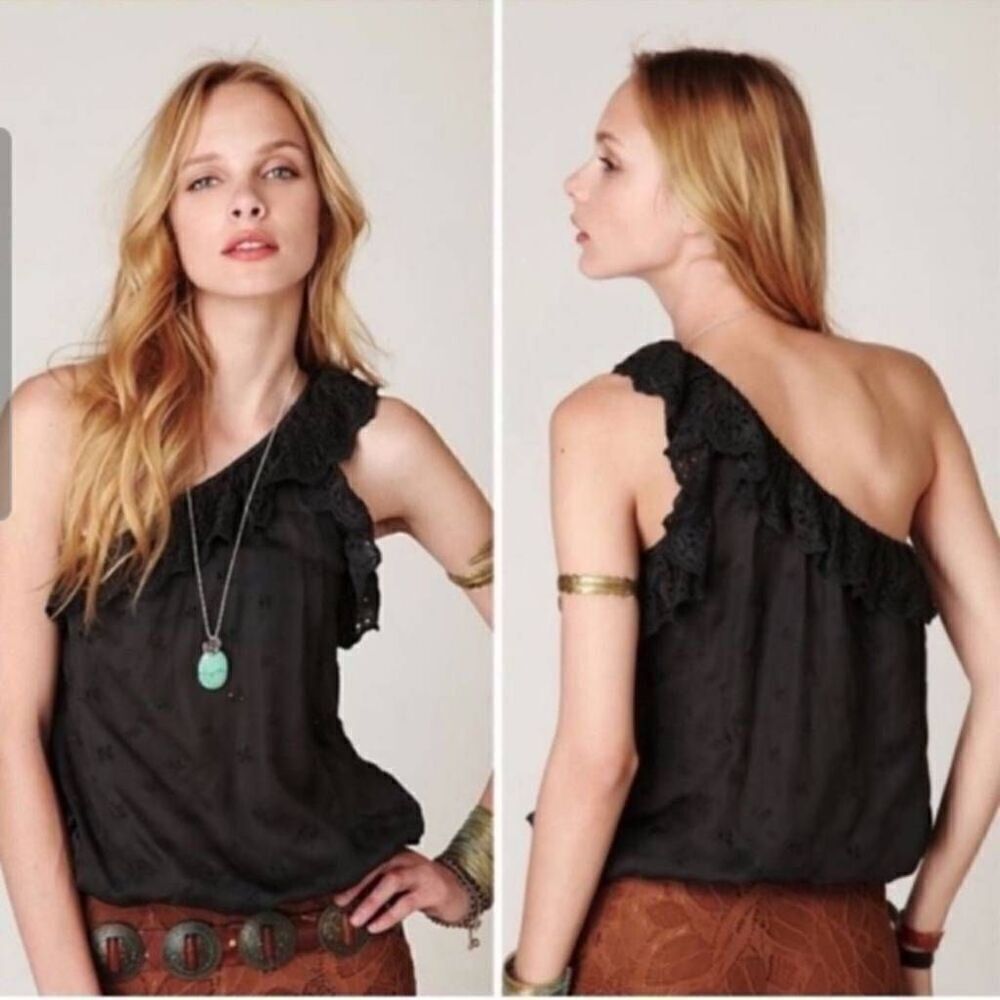 NWT Free People One Shoulder Eyelet Blouse
